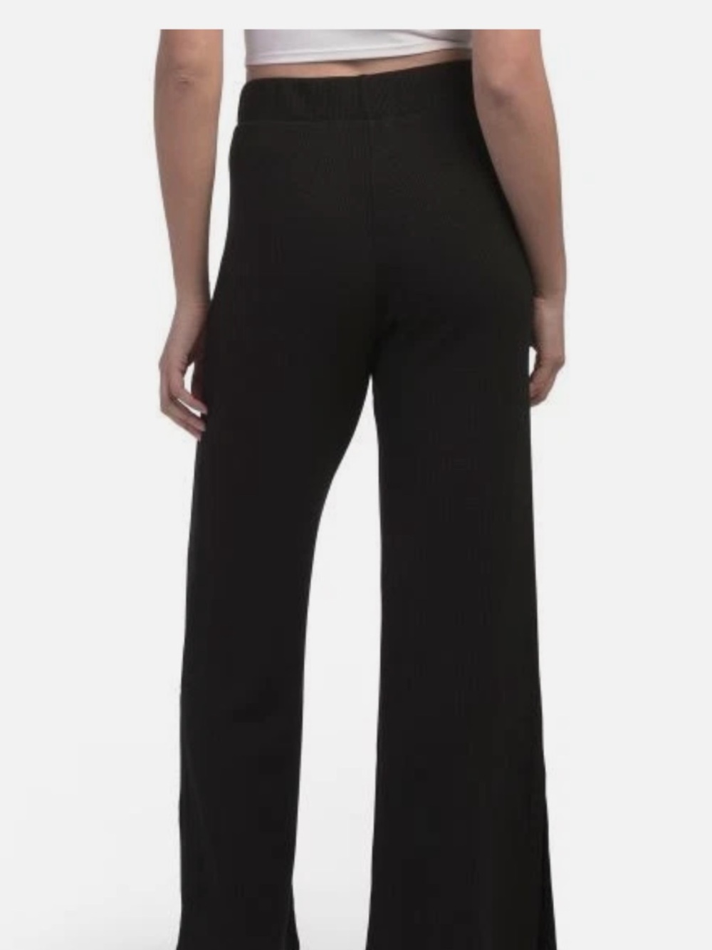 Women's Wide-Leg Ribbed Knit Pants — Black